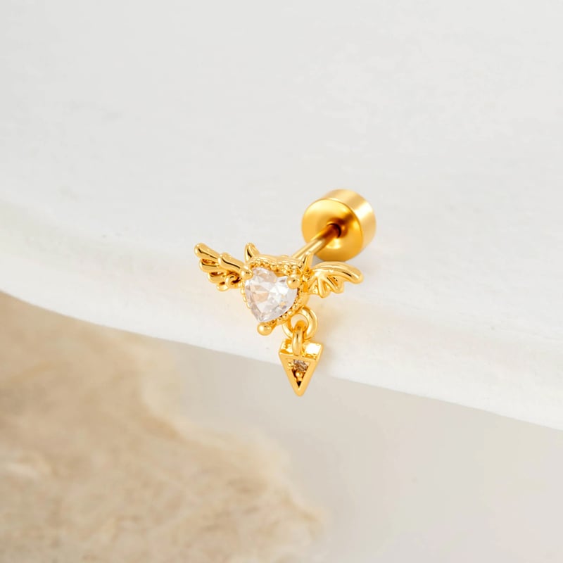 Boucles d'oreilles piercing femme en cuivre et zircon, 1 pièce