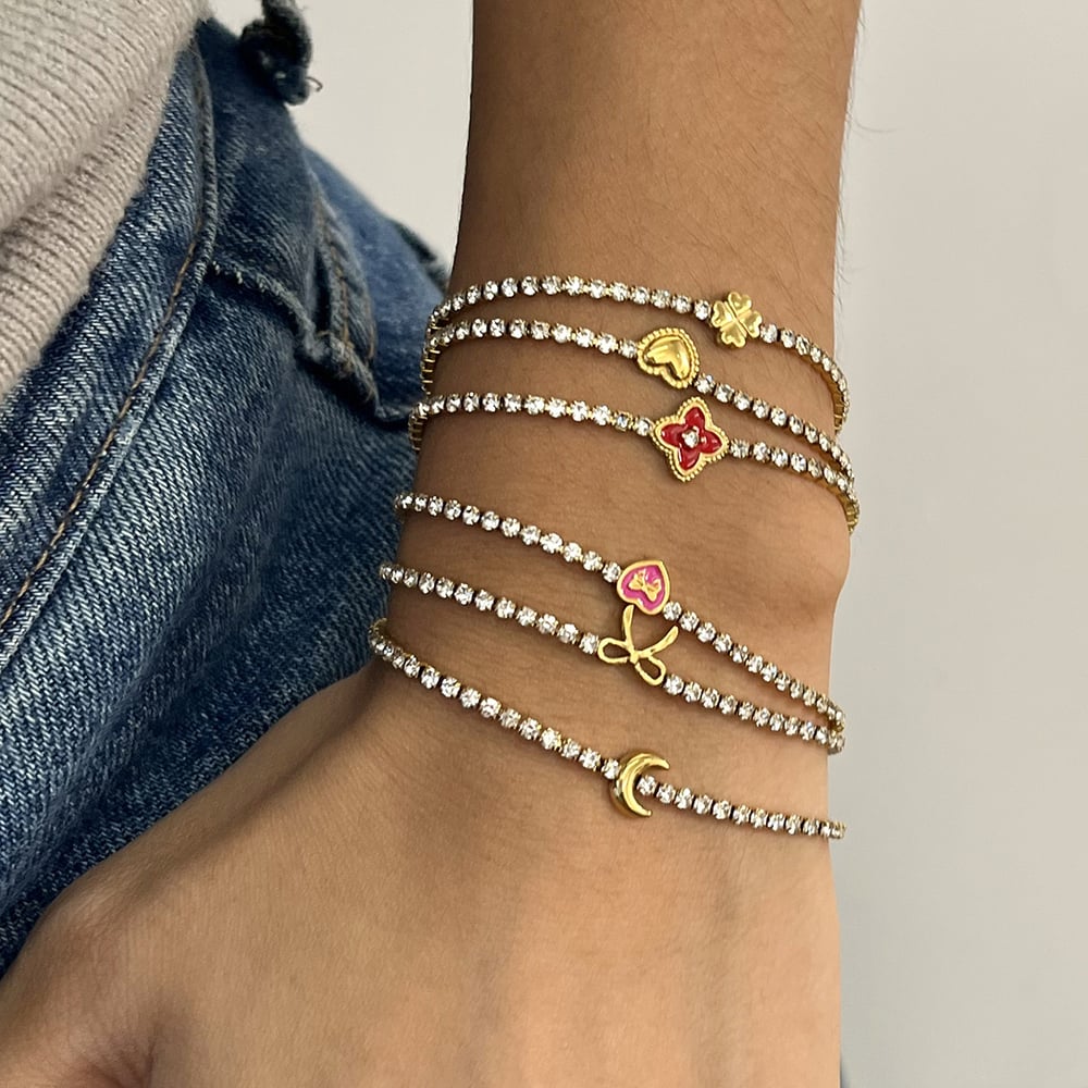 1 Piece Shining Bow Knot Stainless Steel Gold Color Women's Charm Bracelets h5Picture5