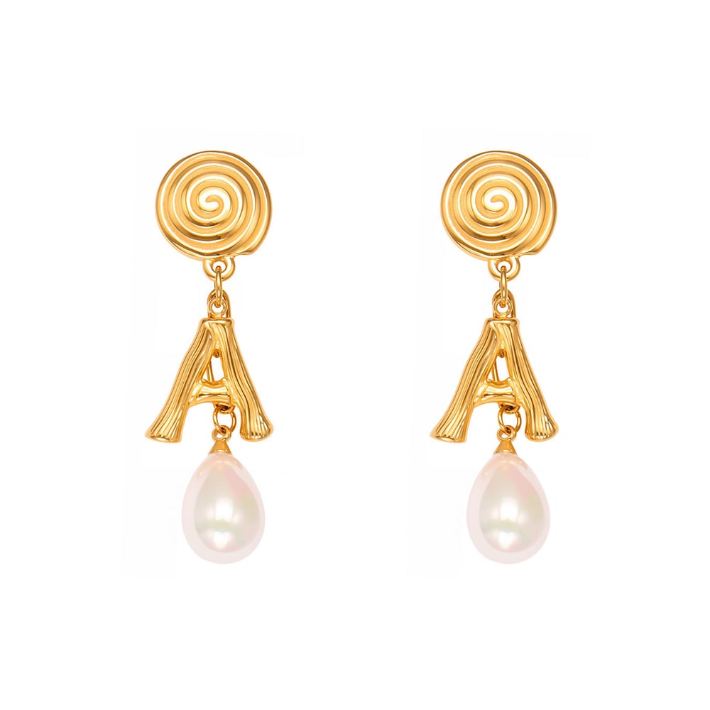 Boucles d&#39;oreilles pendantes classiques en forme de lettre A, en acier inoxydable doré, pour femme (1 paire). 