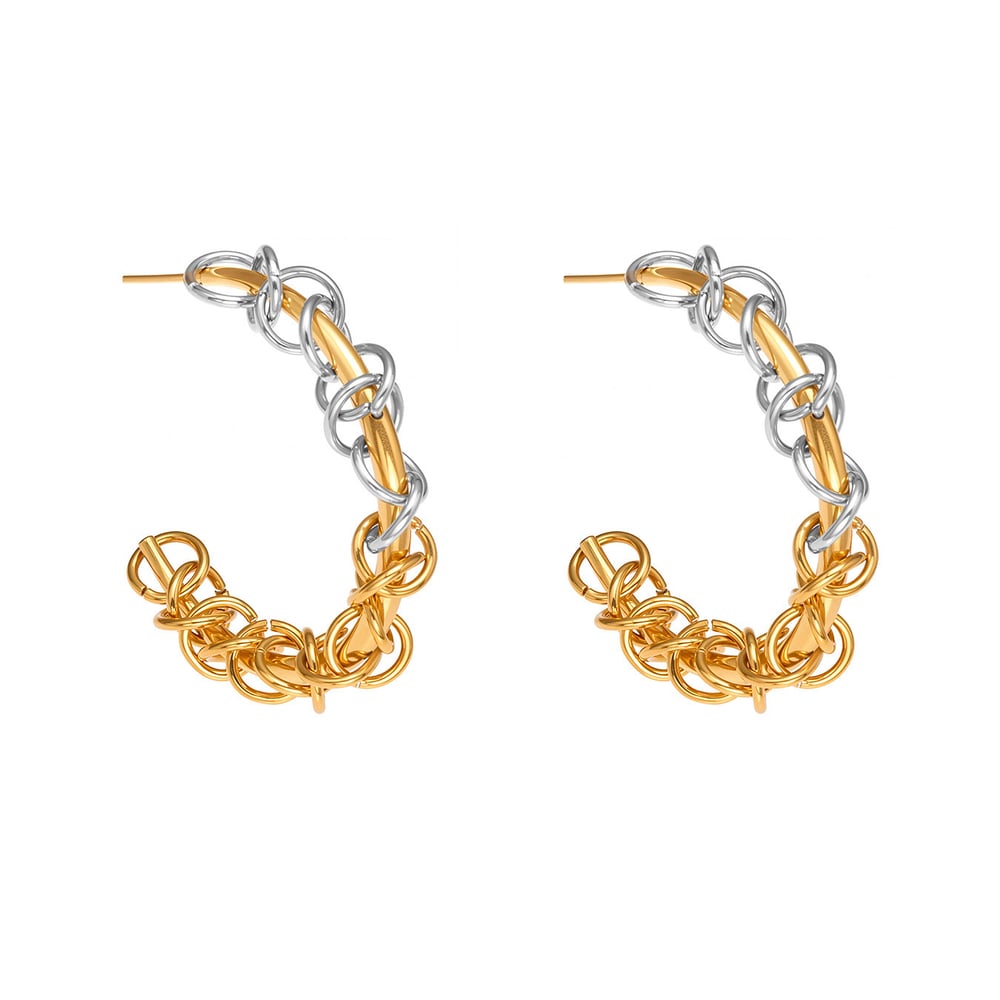 1 Paar Damen-Creolen aus Edelstahl in Gold- und Silbertönen 