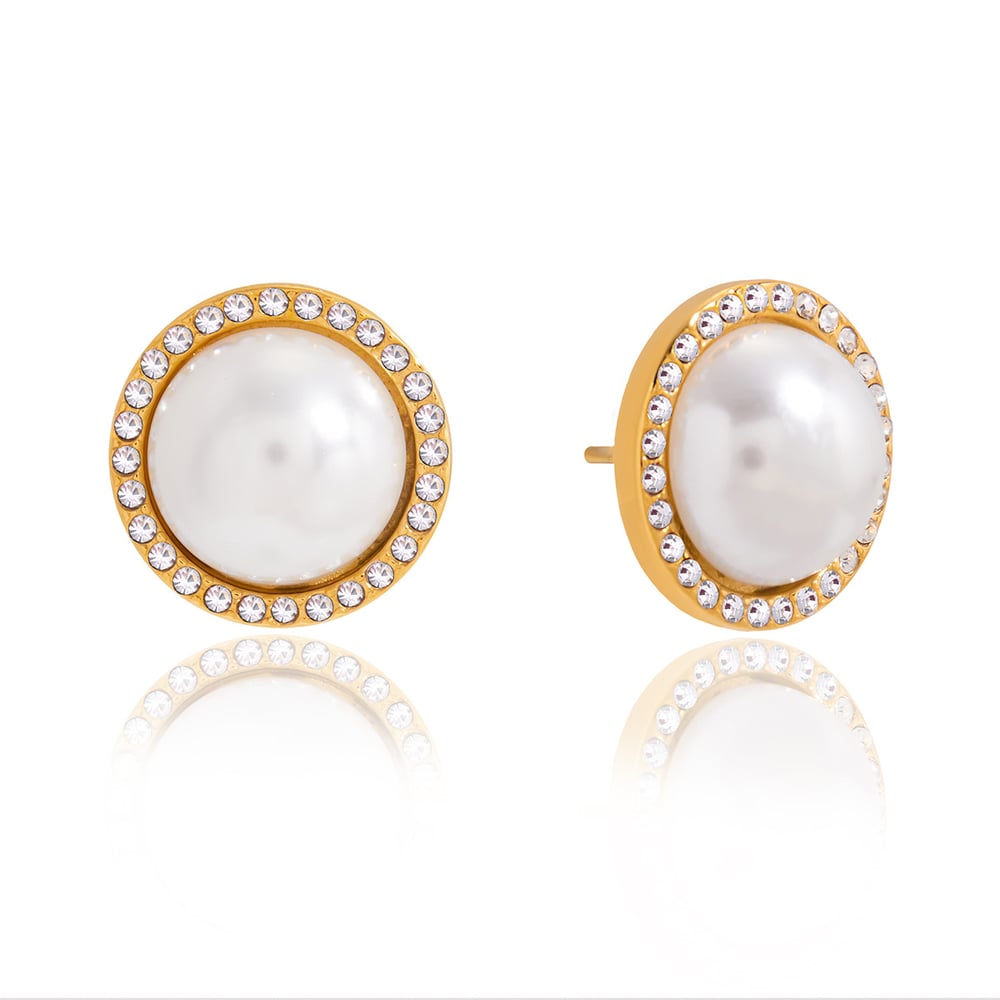 1 Pair Gorgeous Circle Stainless Steel Gold Color Women's Stud Earrings