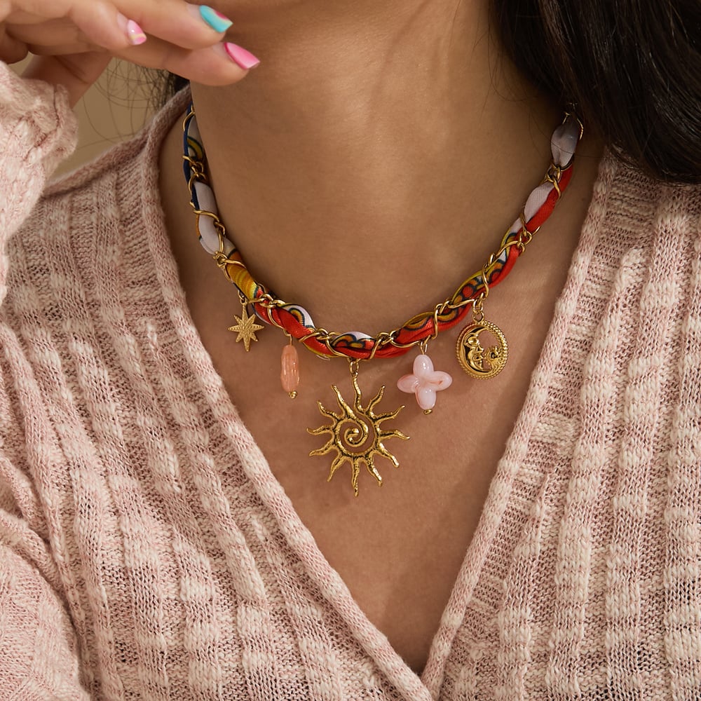 1 Piece Stylish Sun Stainless Steel Gold Color Women's Pendant Necklaces Picture3