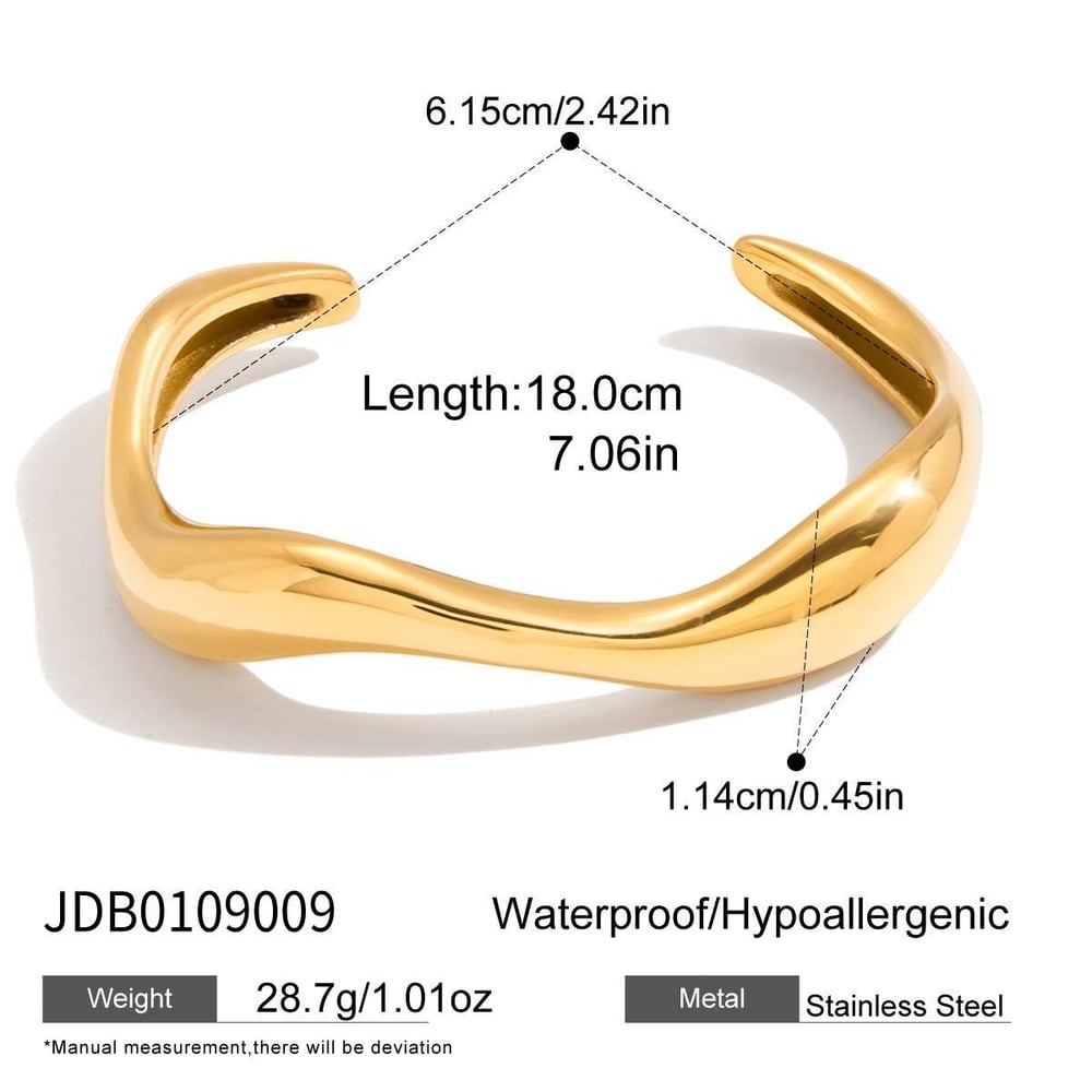 1 Piece Curving Annular Stainless Steel Gold Color Women's Cuff Bracelets h5Picture2