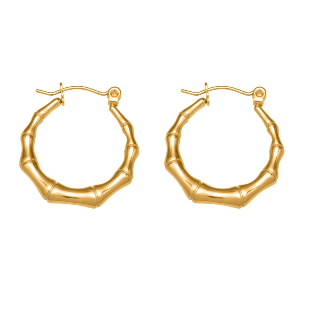 1 paio di orecchini a cerchio da donna in acciaio inossidabile color oro con patchwork giornaliero 