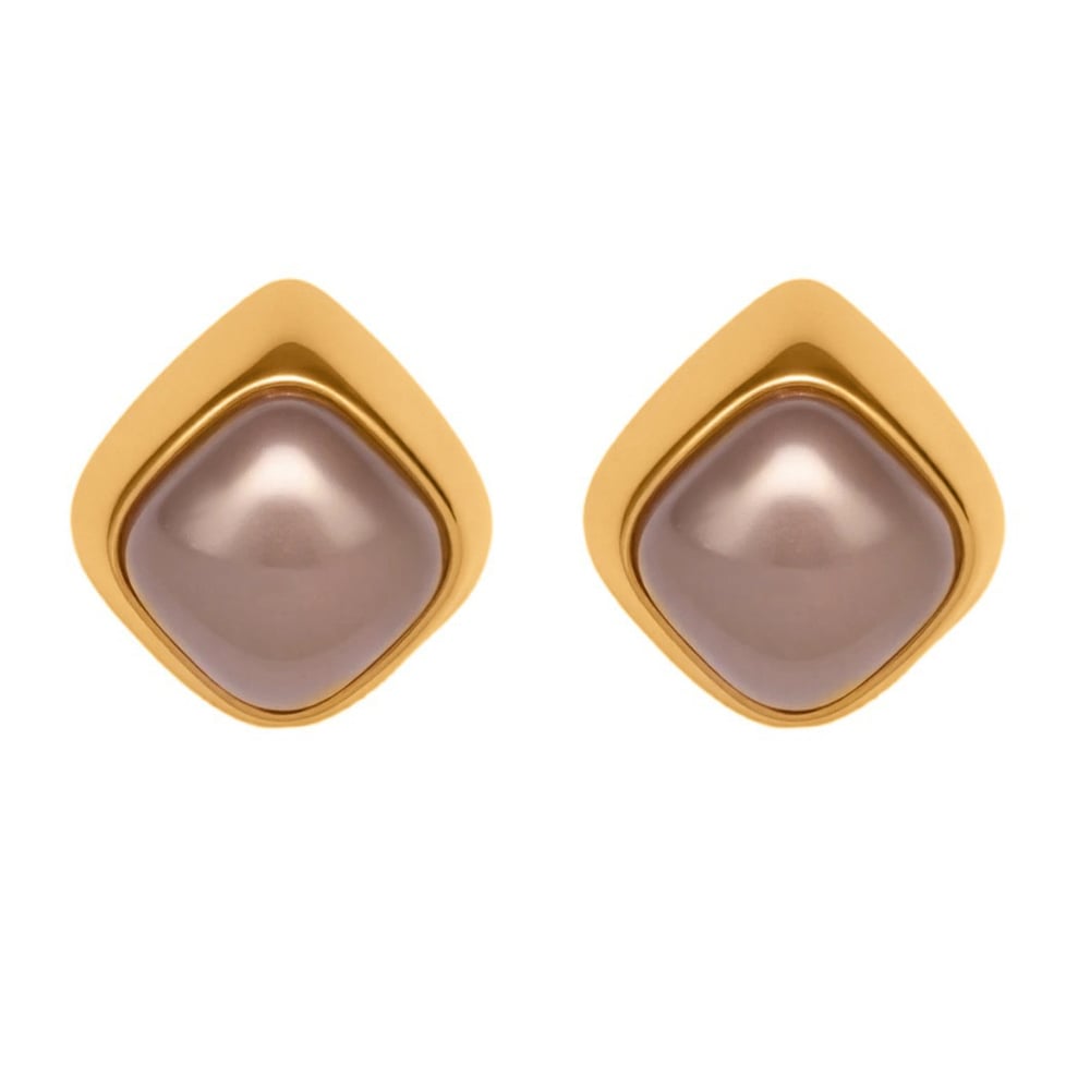 1 Paar klassische rechteckige Ohrstecker aus Edelstahl in Goldfarbe für Damen