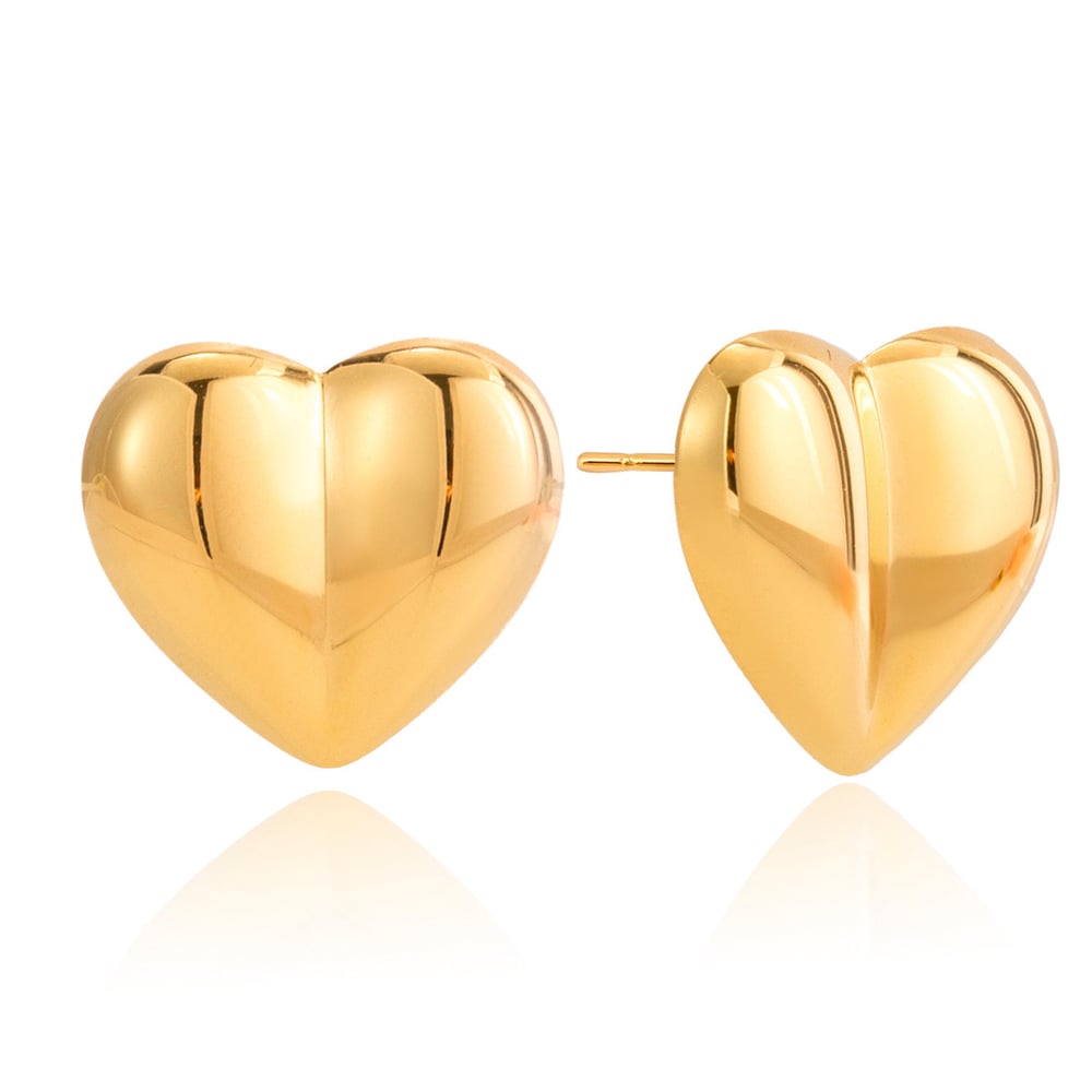 1 Pair Minimalist Heart Stainless Steel Gold Color Women's Stud Earrings
