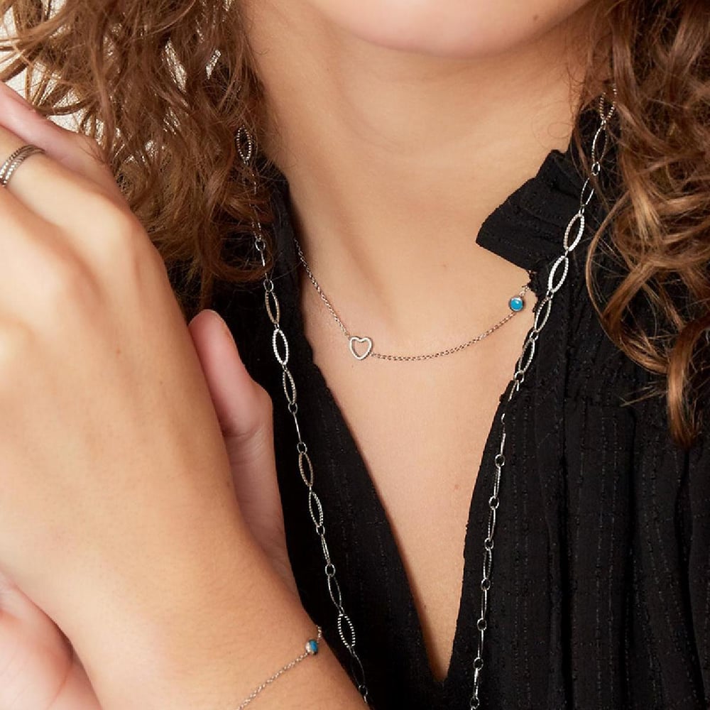 Birthstone necklace January silver Picture3