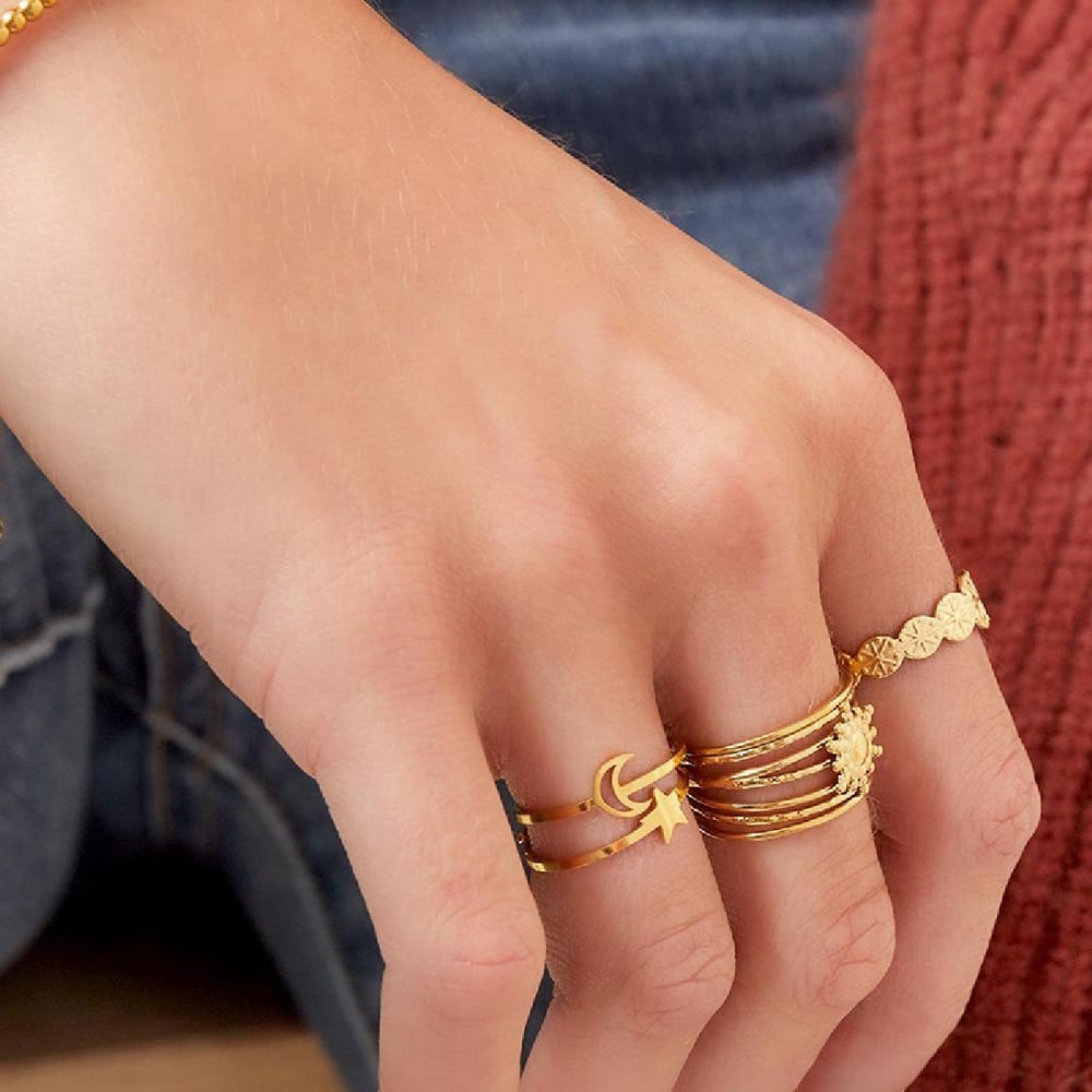 Adjustable ring open moon Picture3