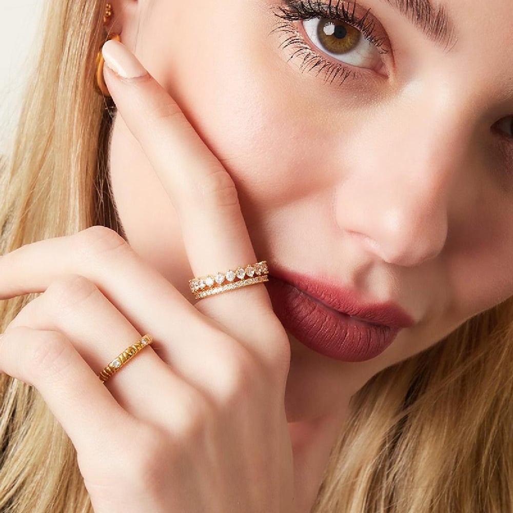 Ring with zircon stone and zebra stripes Picture4