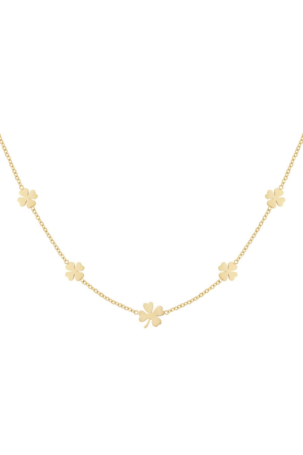 Necklace 5 clovers Gold Color Stainless Steel