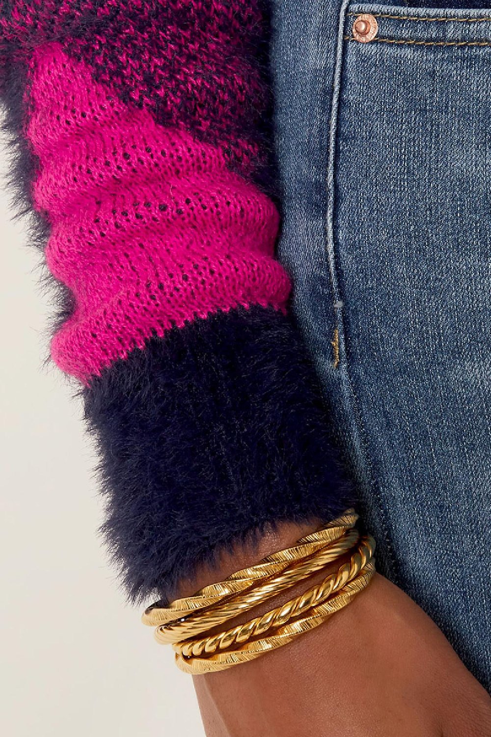Weicher karierter Pullover Fuchsia S/M Bild8