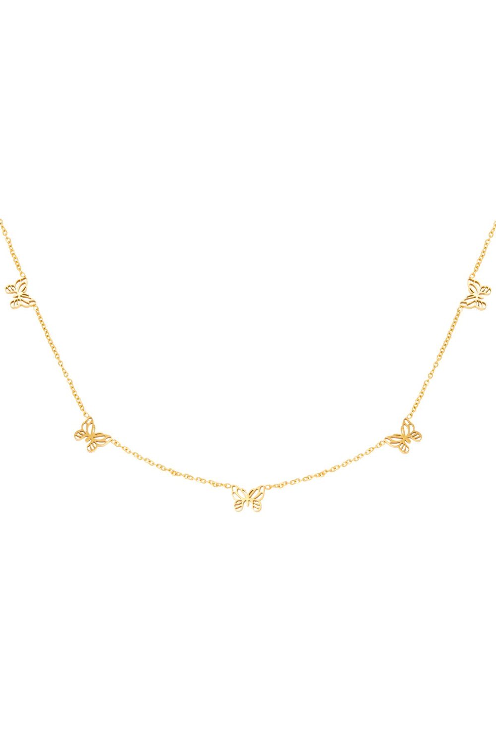 Necklace Little Butterflies Silver Color Stainless Steel 