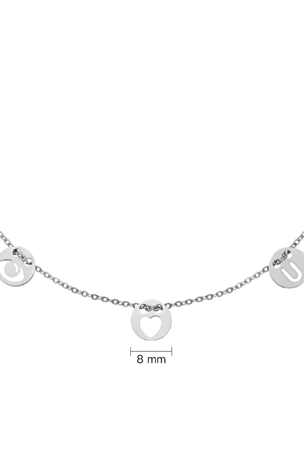 Collier Eye-Love-You Coin Argenté Acier inoxydable h5Image2