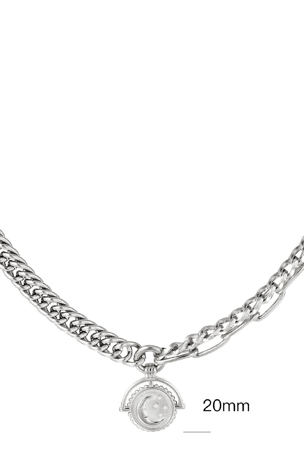 Collier chunky avec pendentif lune Argenté Acier inoxydable h5Image2
