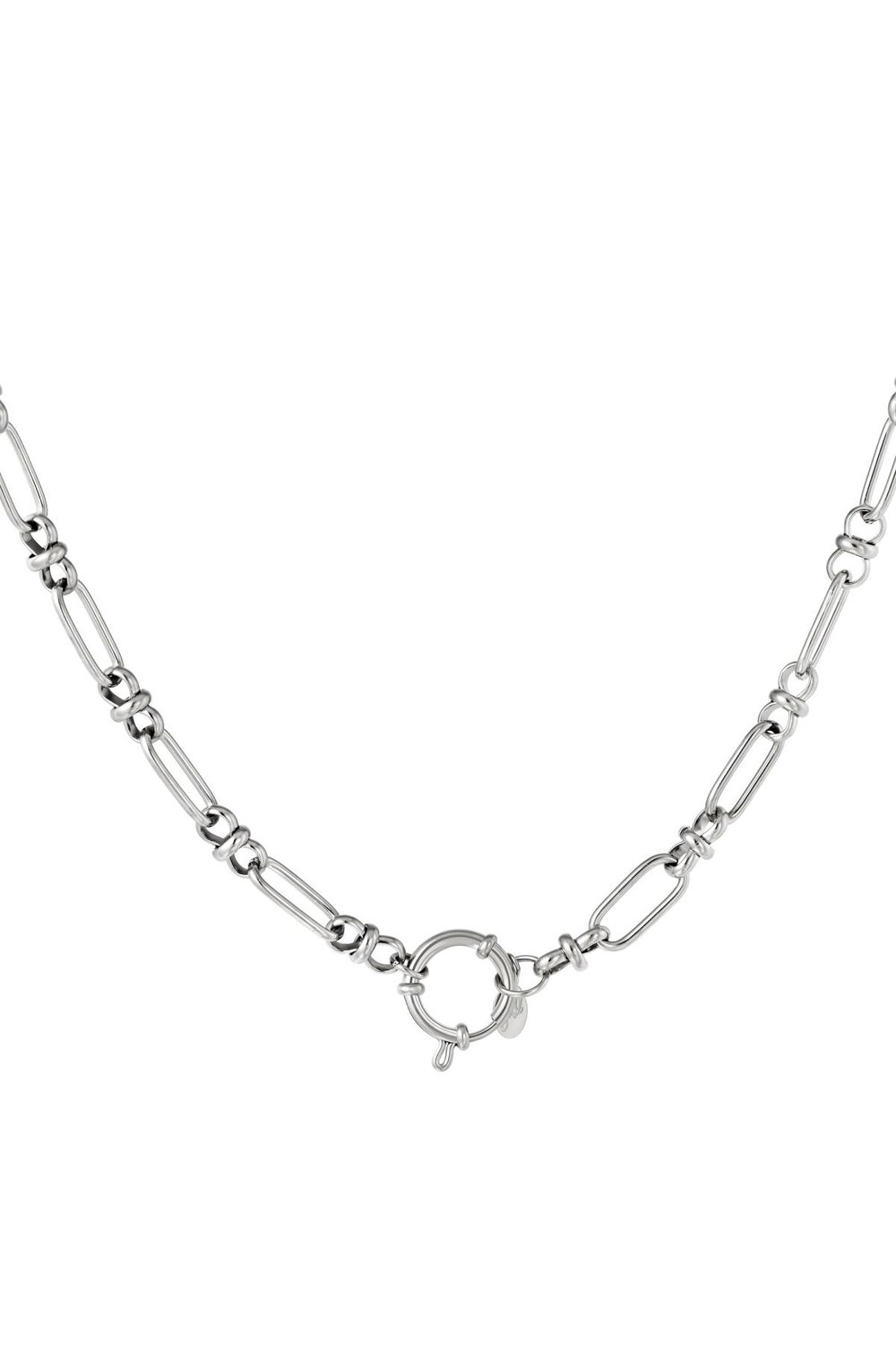 Round closure necklace Gold Color Stainless Steel 