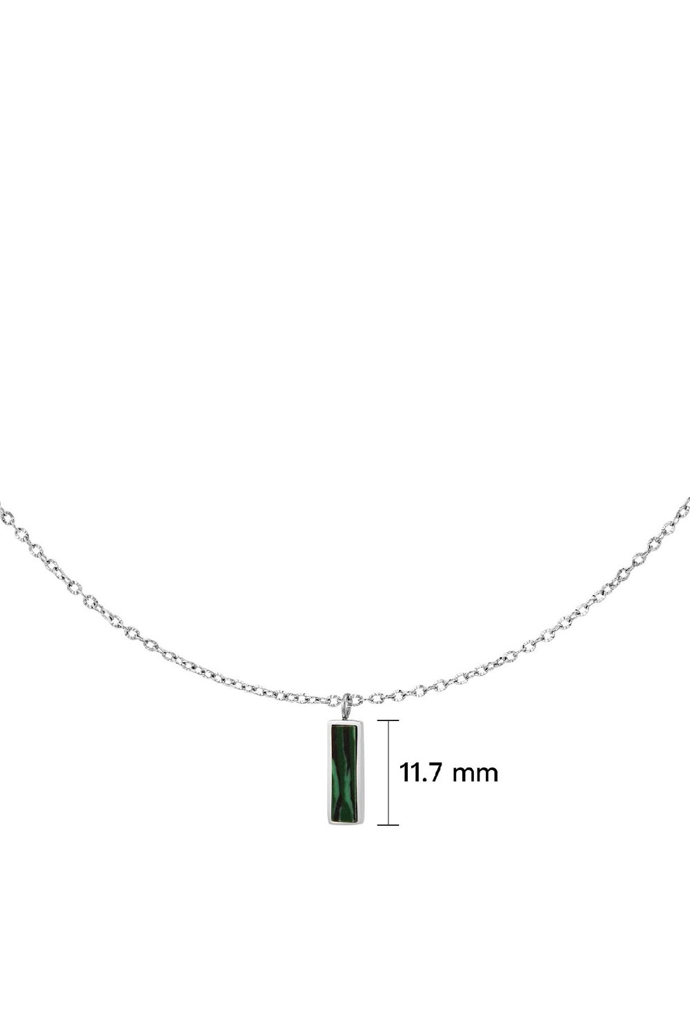 Green charm necklace Silver Color Stainless Steel h5Picture4