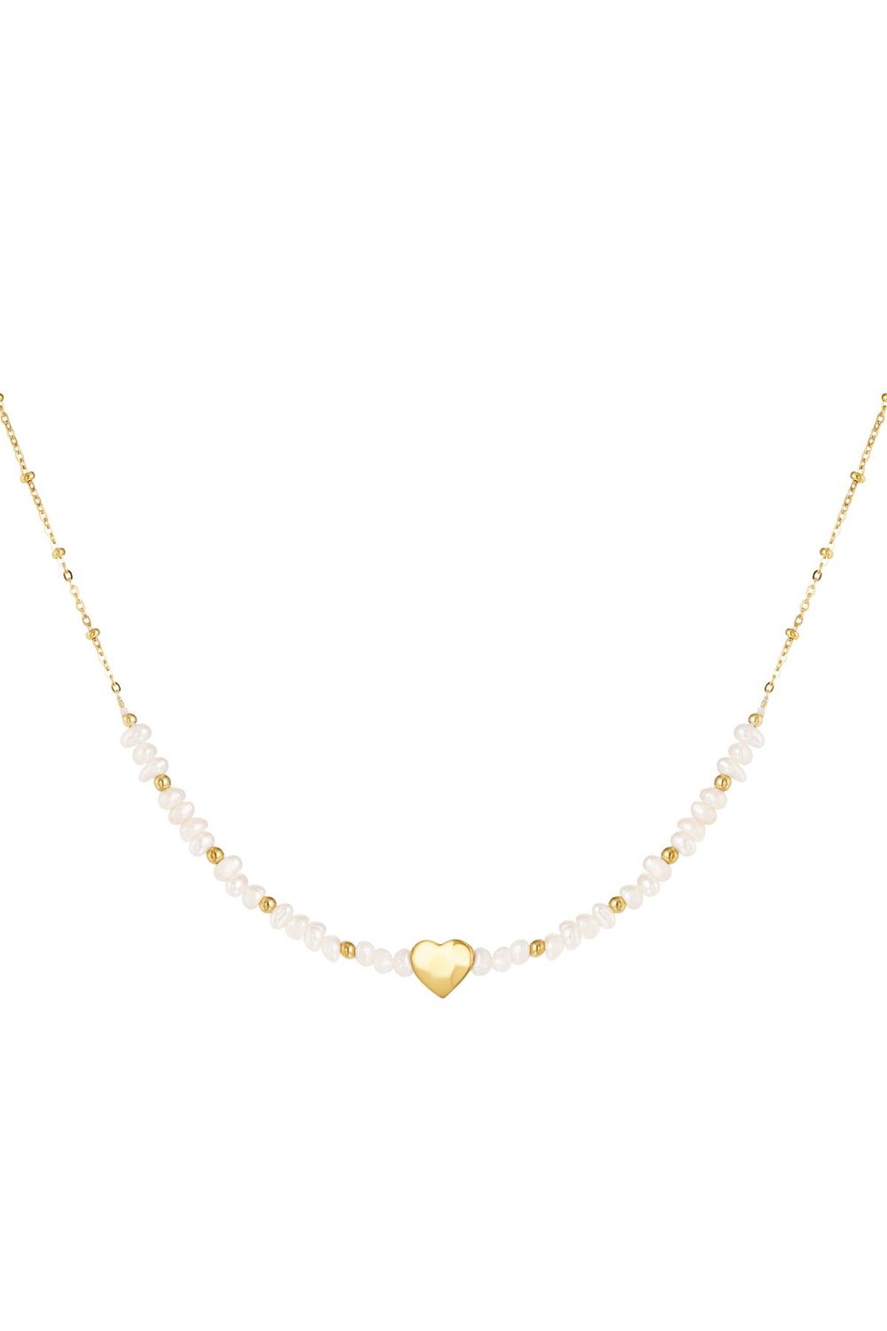 Collier jolie perle Couleur or Acier inoxydable (Pack with plastic bag)