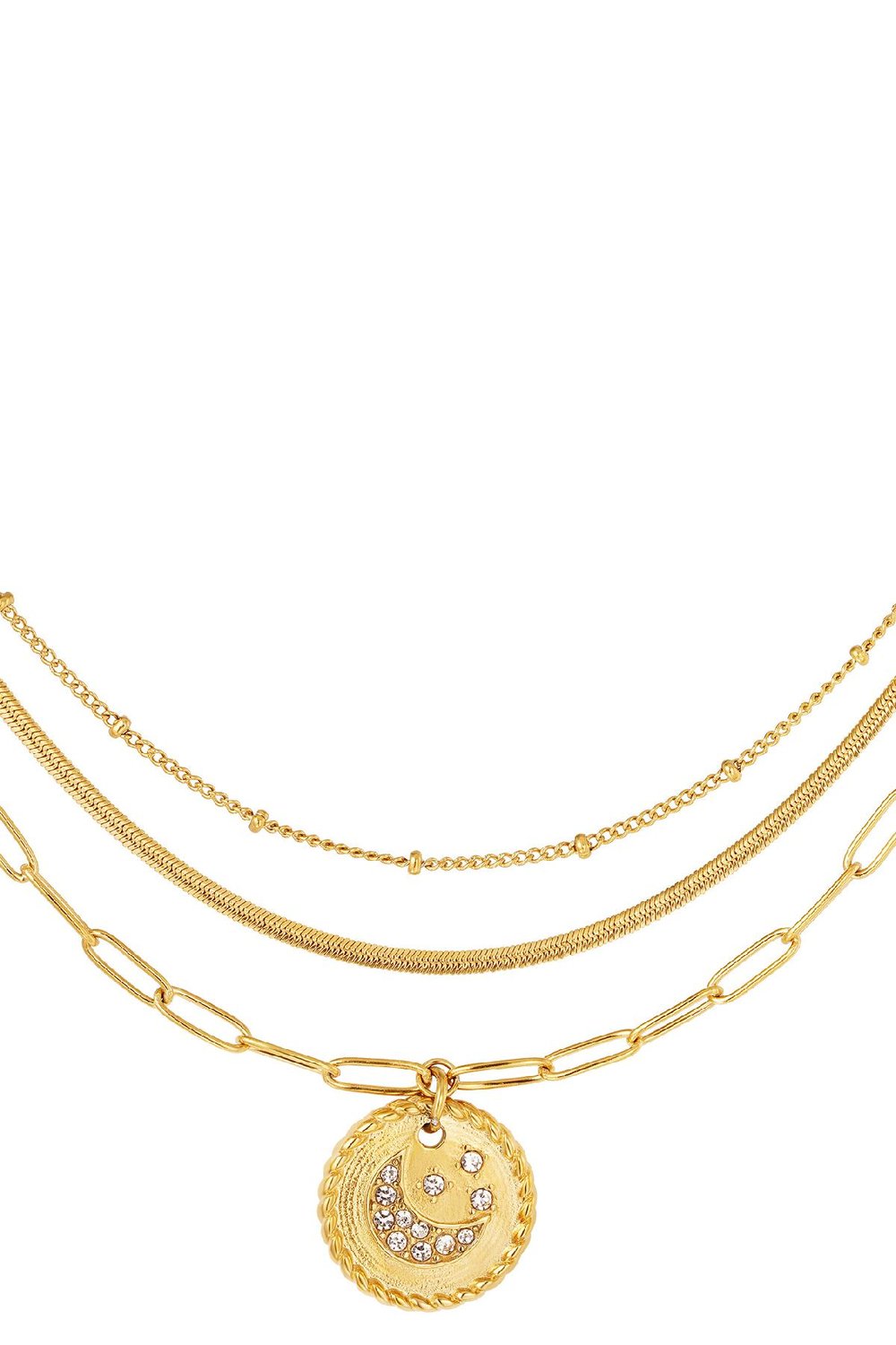 Geschichtete Halskette mit Mond Silber Edelstahl h5Bild2