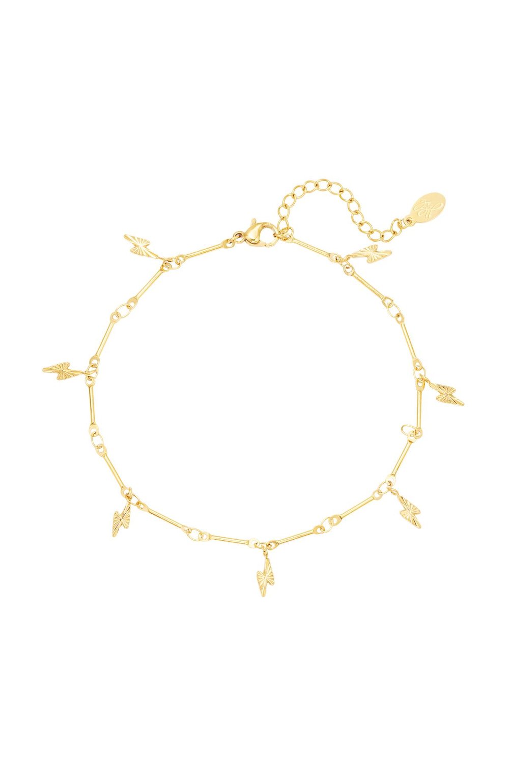 Anklet with lightning bolt charm Gold Color Stainless Steel