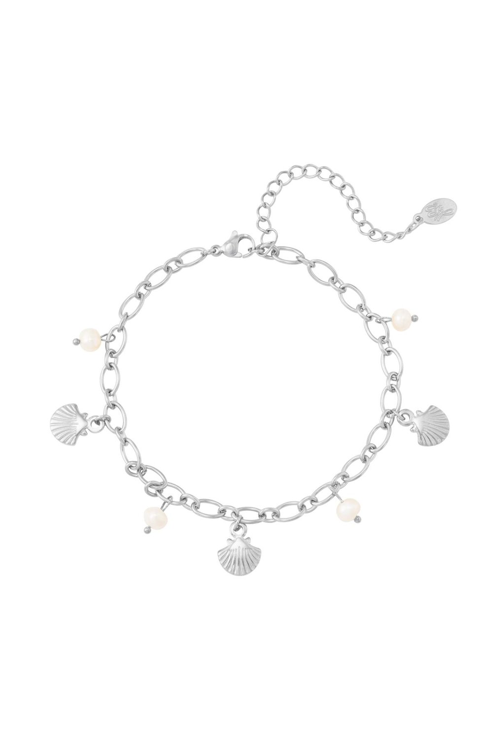 Anklet shells and pearls Gold Color Stainless Steel 