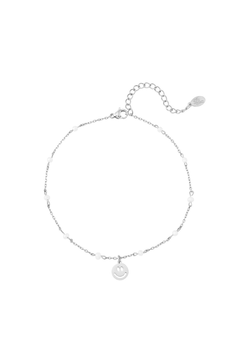 Anklet smiley Silver Color Stainless Steel 