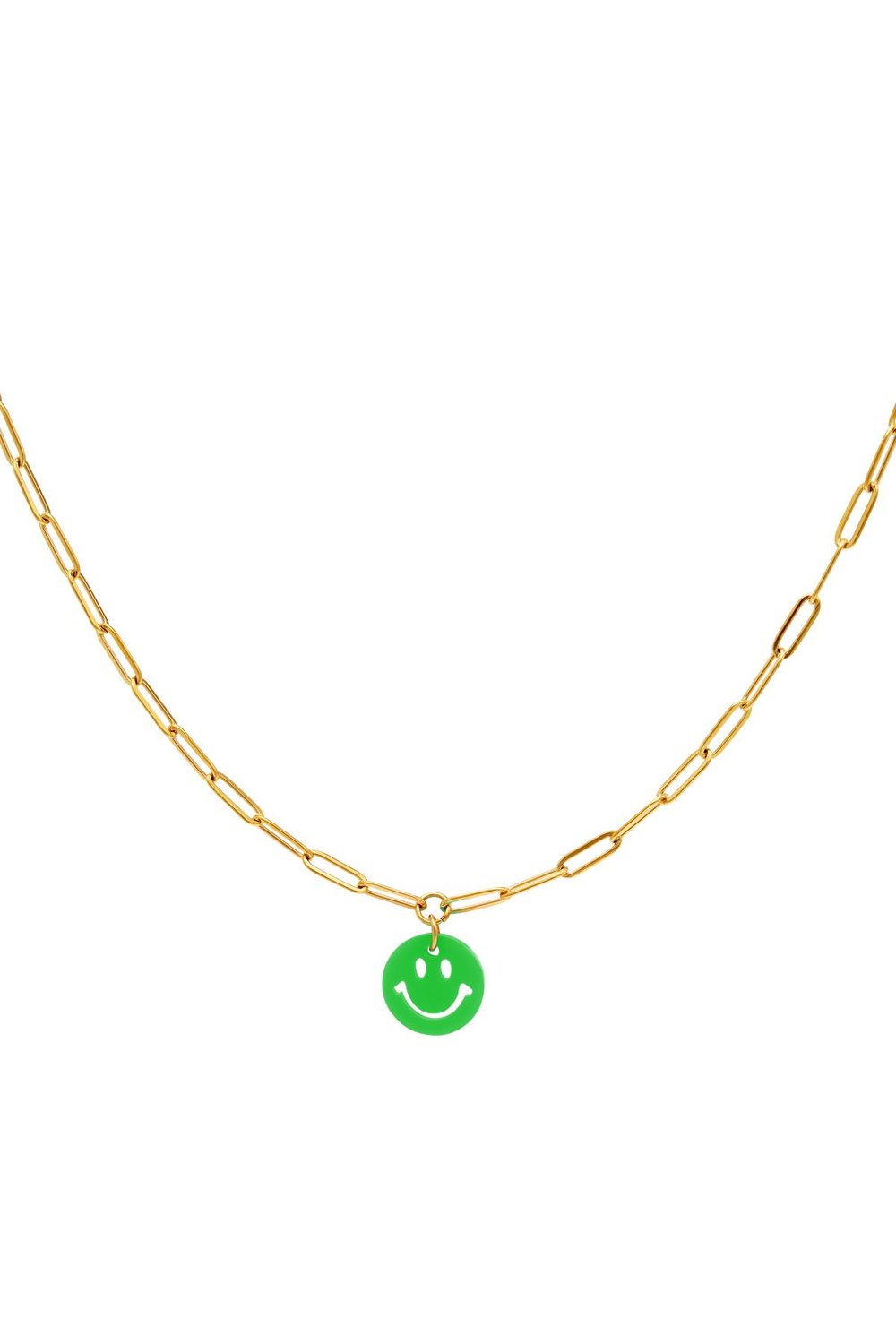 Kids - Smiley necklace Pink & Gold Color Stainless Steel 