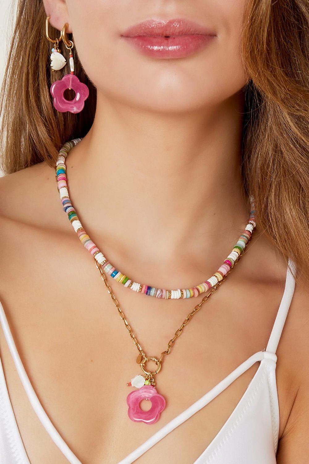 Halskette rosa Blume - Kollektion Beach Rosè & Goldfarbe Edelstahl Bild3