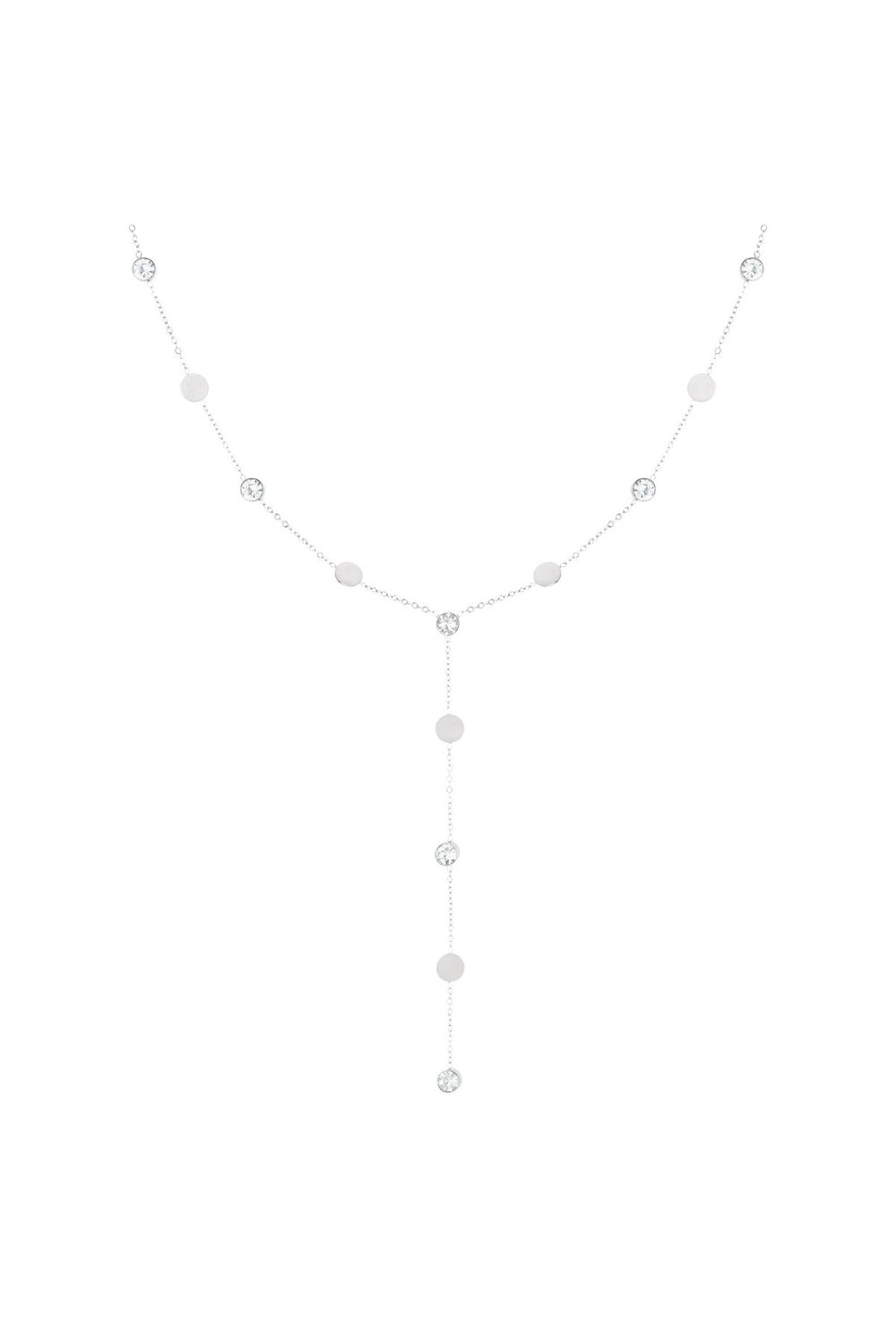 Lange Halskette mit Strass Goldfarbe Edelstahl
