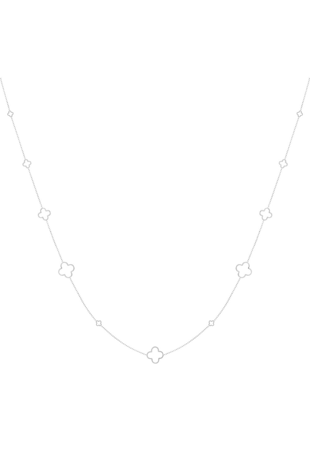 Necklace long clovers Silver Color Stainless Steel