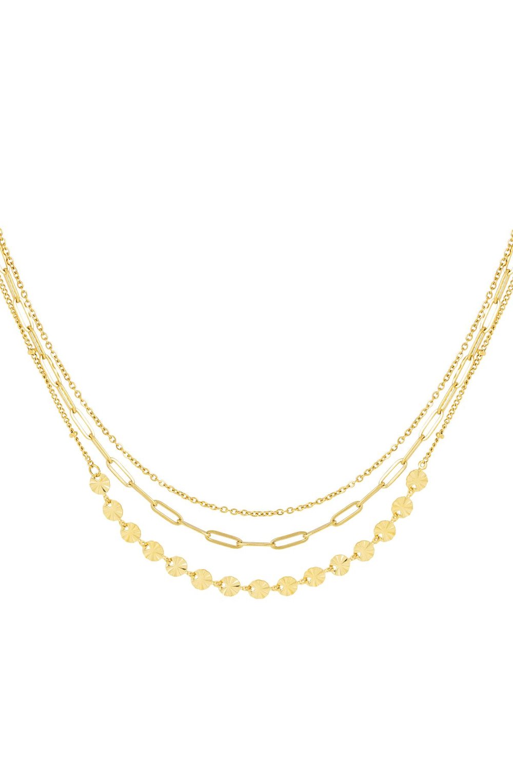 Necklace 3 layers Gold Color Stainless Steel 