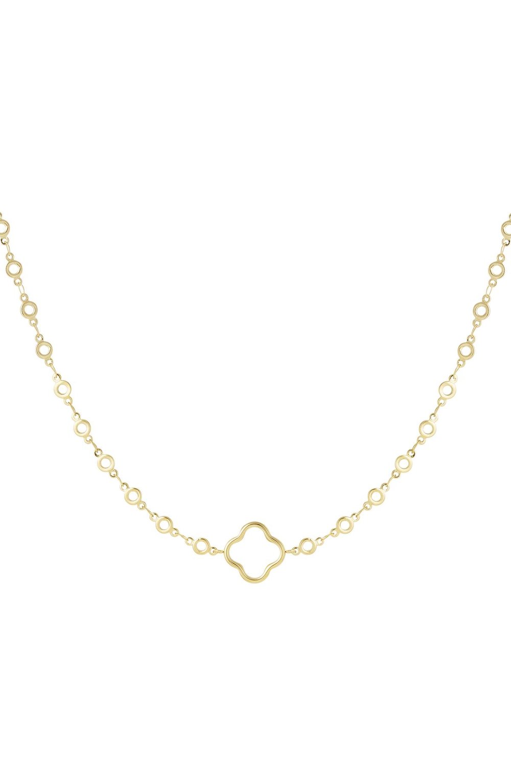 Chain circles with clover Gold Color Stainless Steel 
