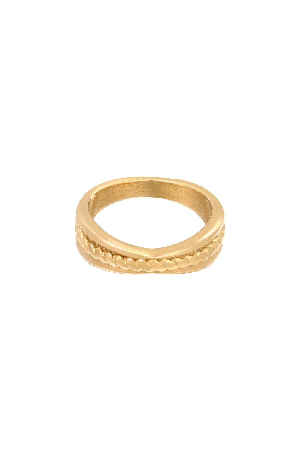 Ring Intertwine Gold Color Stainless Steel 16