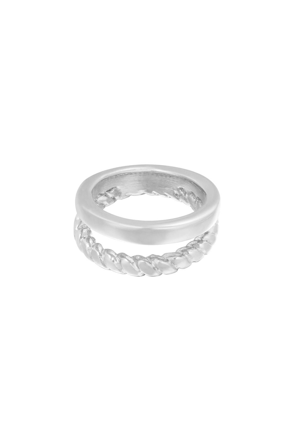Ring Doubled Silver Color Stainless Steel 16