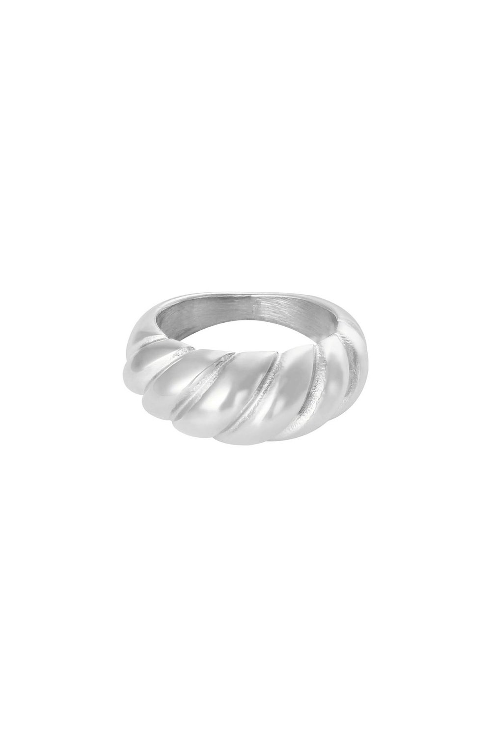 Ring Small Baguette Silver Color Stainless Steel 16
