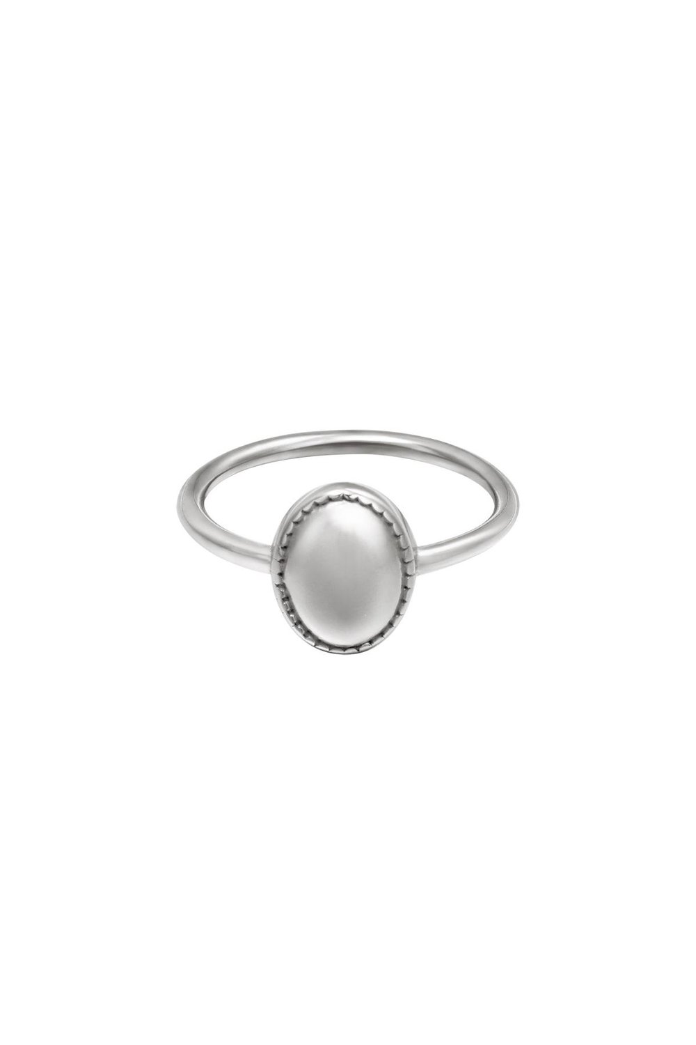 Ring Clean Oval Silver Color Stainless Steel 16
