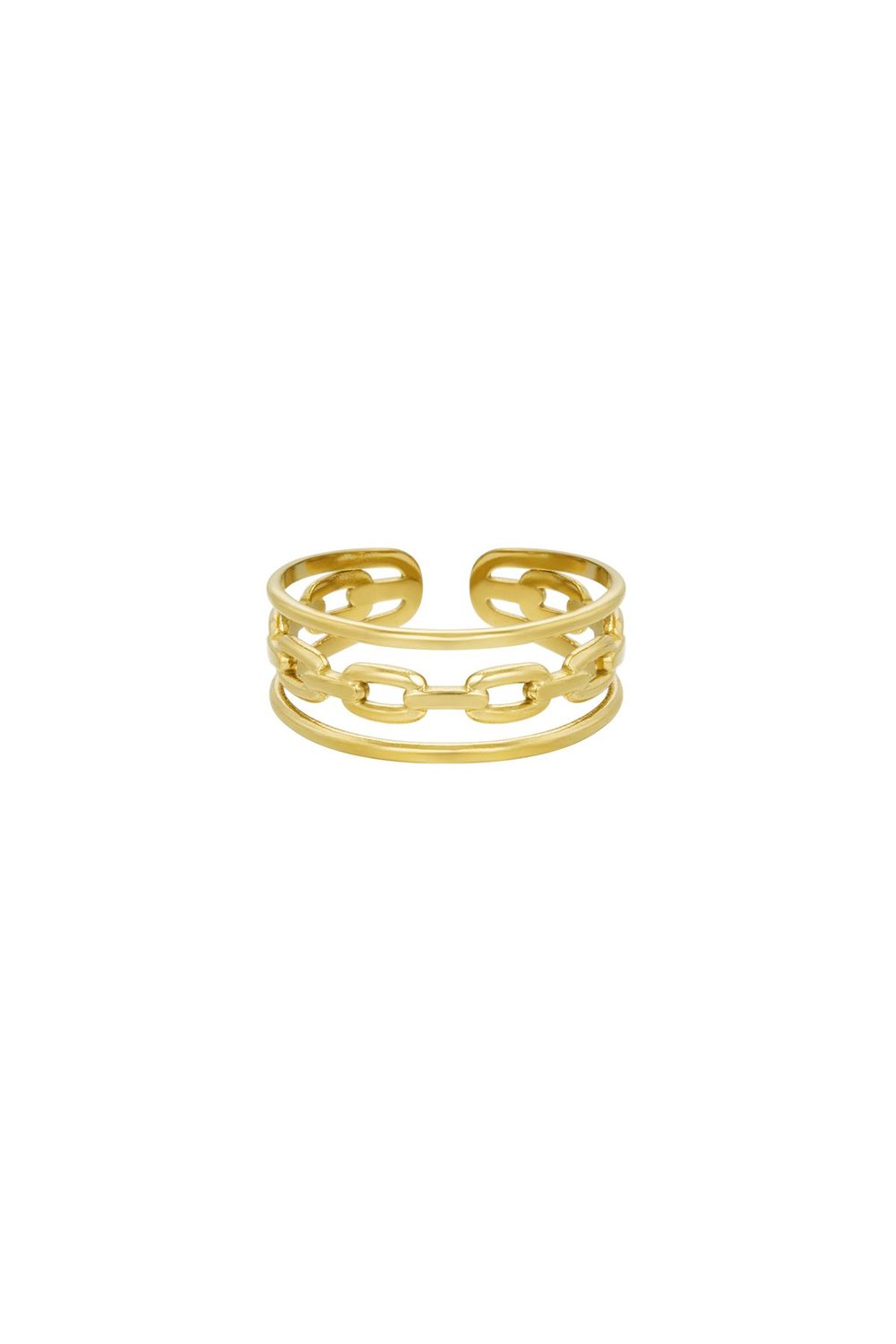 Ring Triple Gold Color Stainless Steel One size 