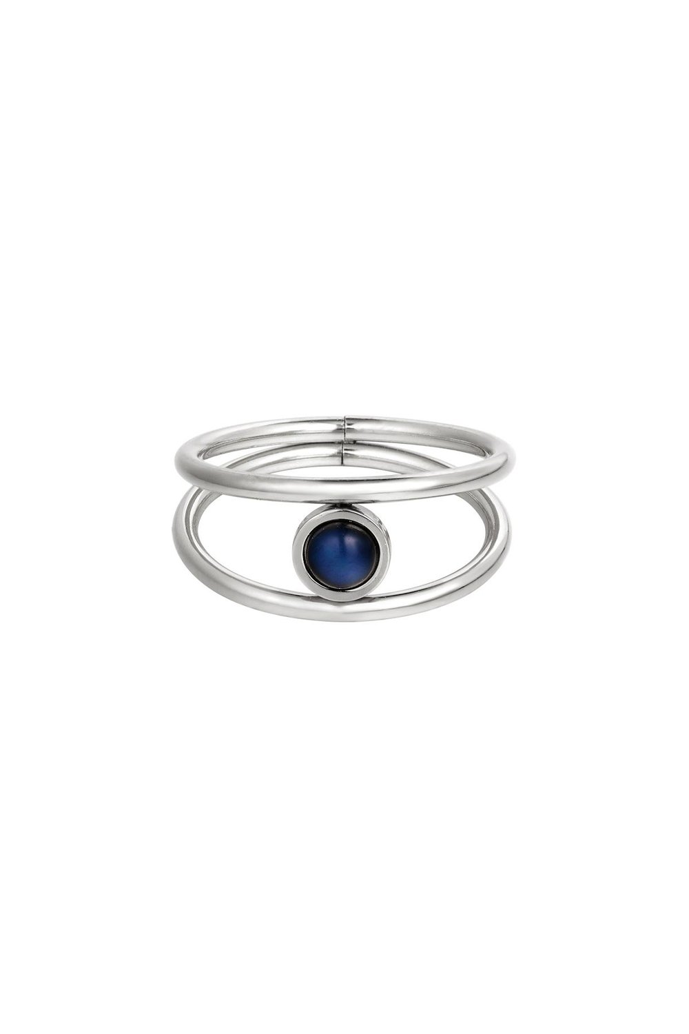 Stainless steel ring with enamel stone Silver Color 16