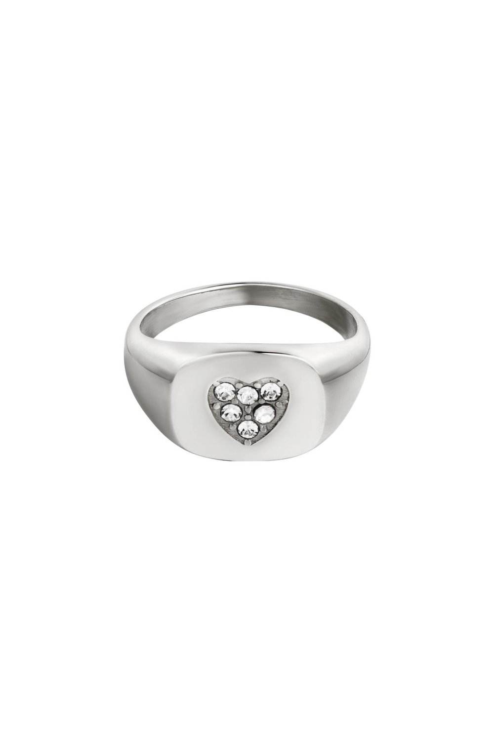 Stainless steel ring heart Silver Color 16