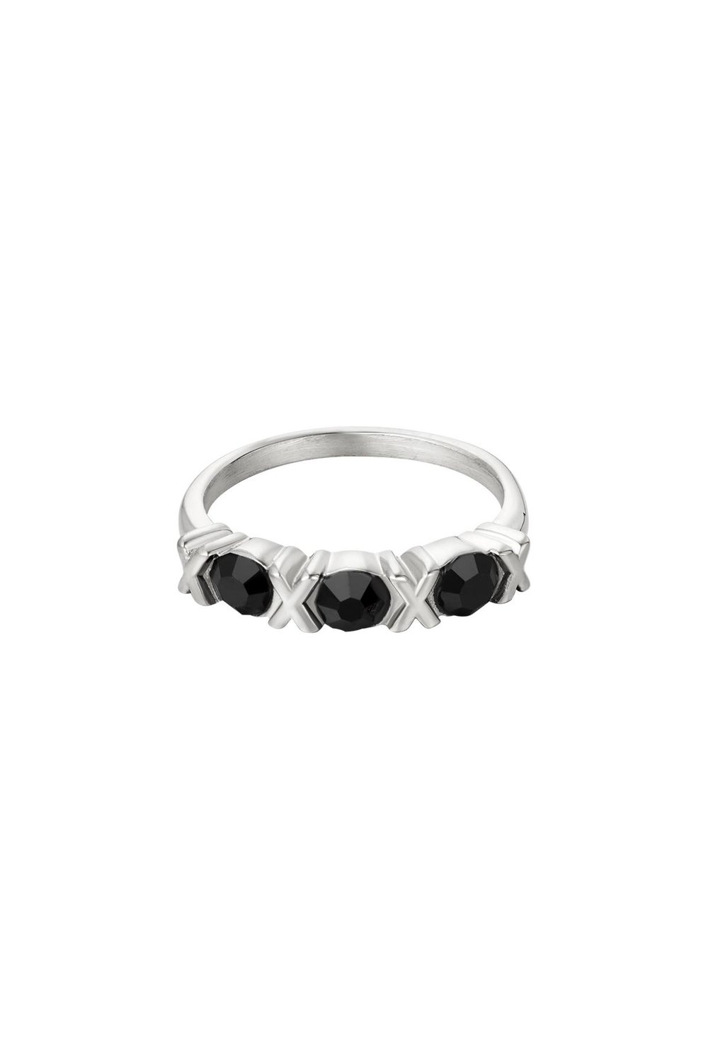 Stainless Steel Ring XOXO Silver Color 16