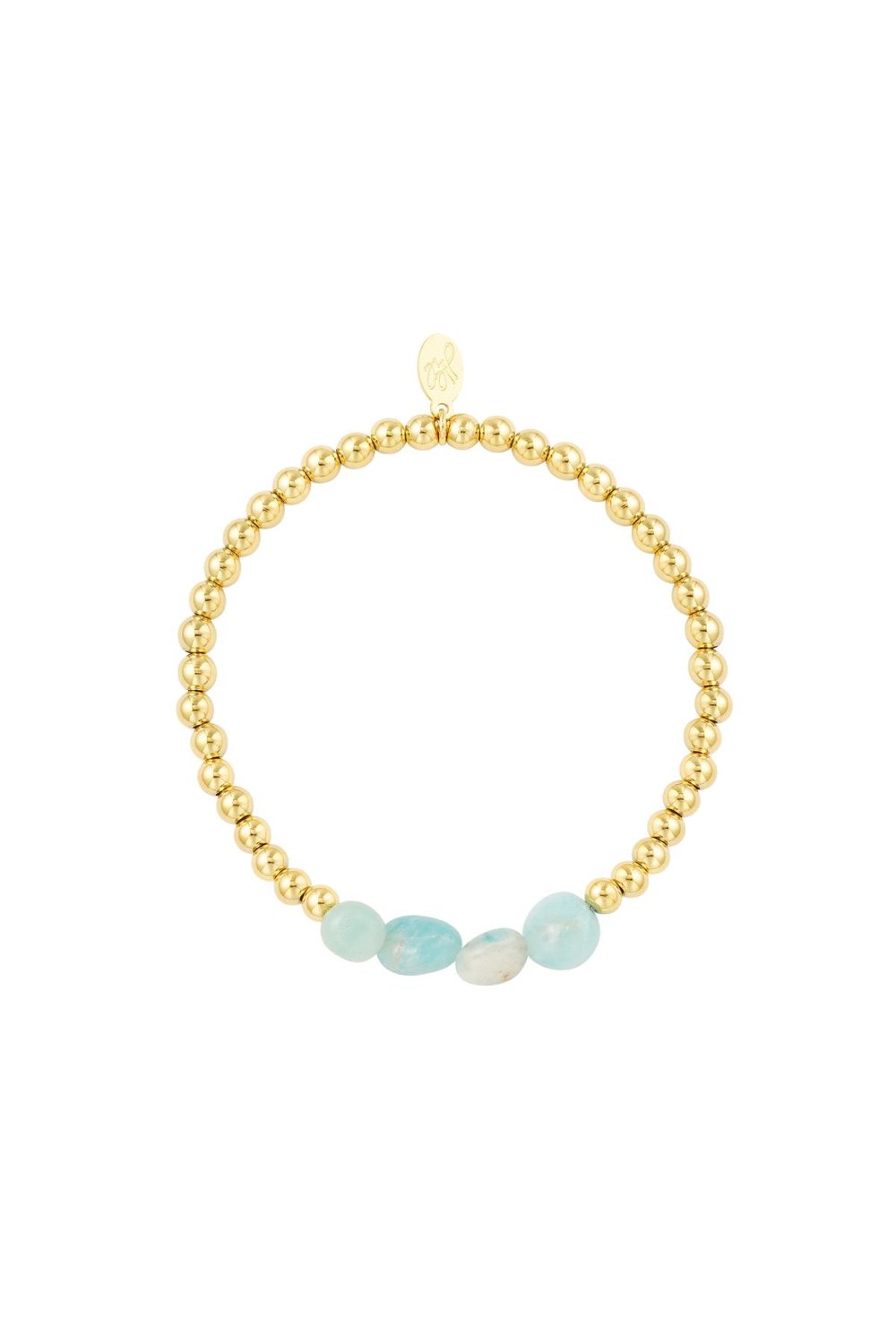 Bracelet Black Rocks Gold Color Stainless Steel 