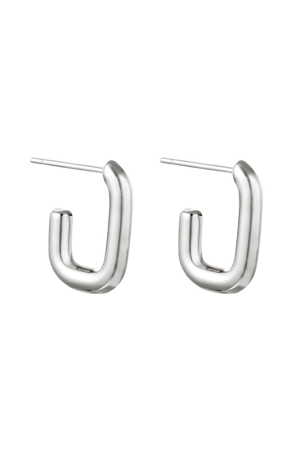 Earrings Shimmer Large Silver Color Stainless Steel 