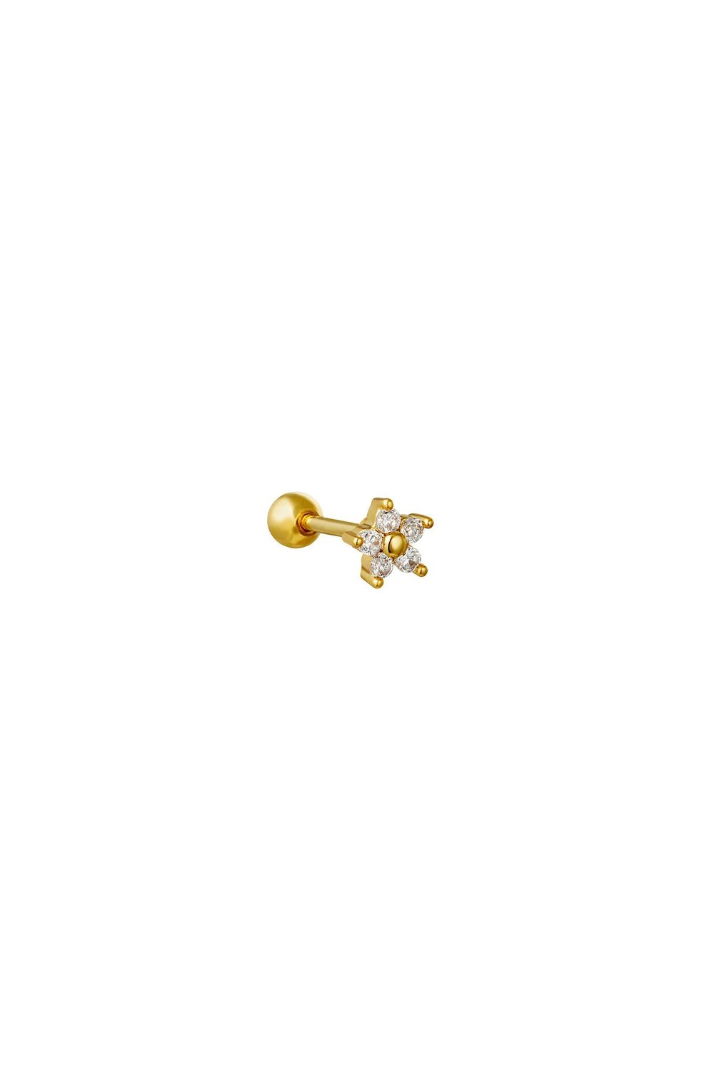 Piercing Tiny Flower Silver Color Copper