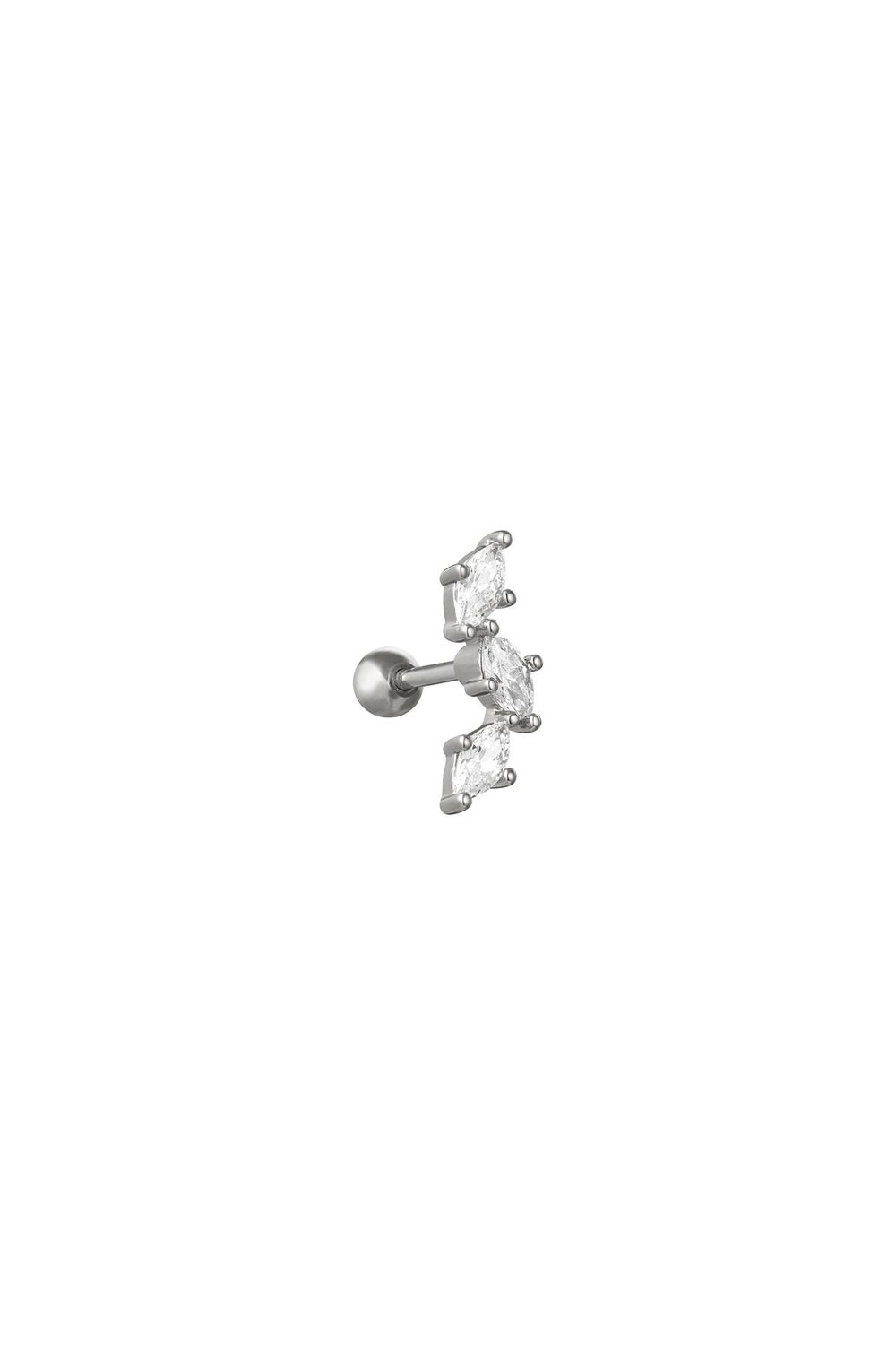 Piercing Diamond Leaves Silver Color Copper