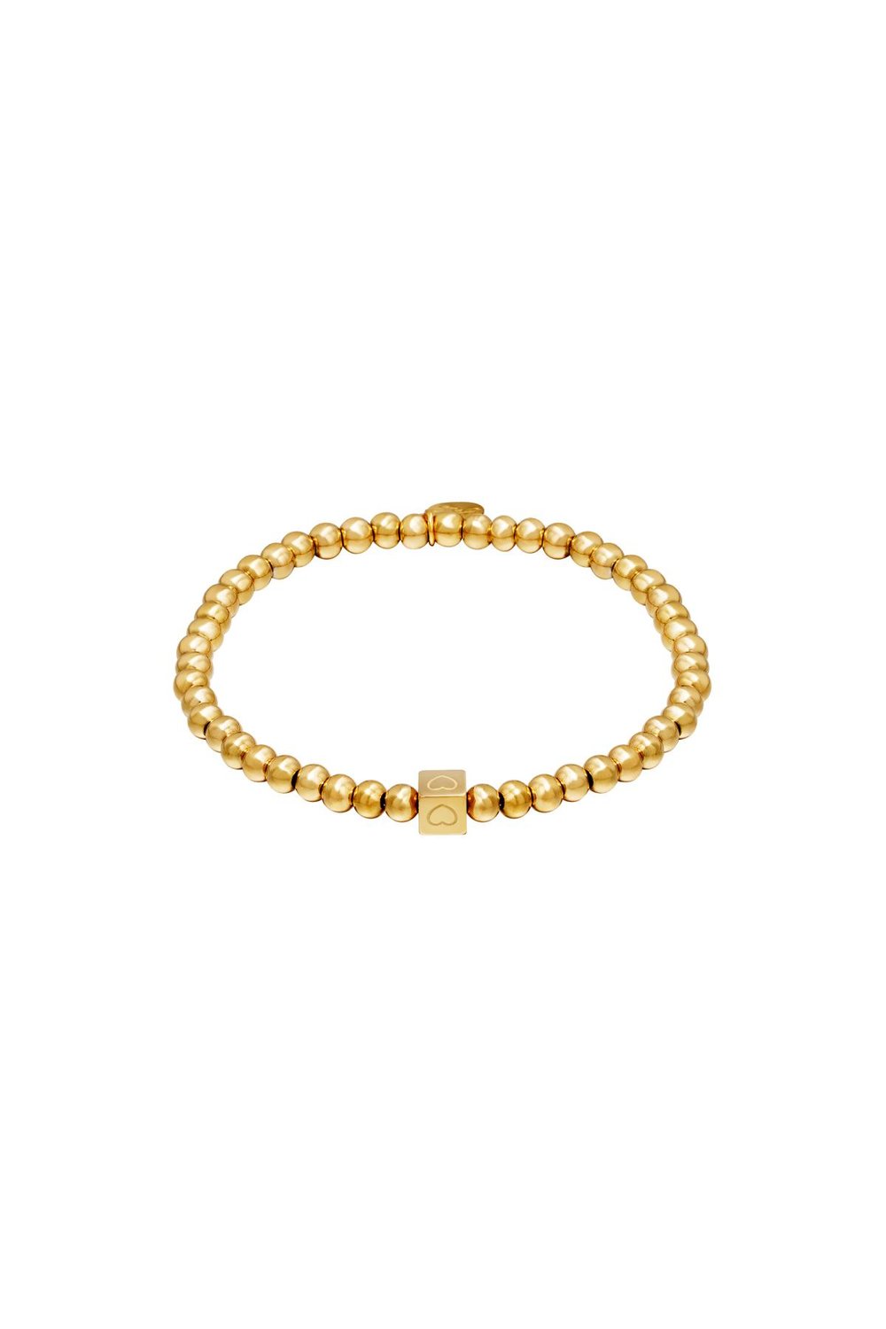 Bracelet Beaded heart  Gold Color Stainless Steel 