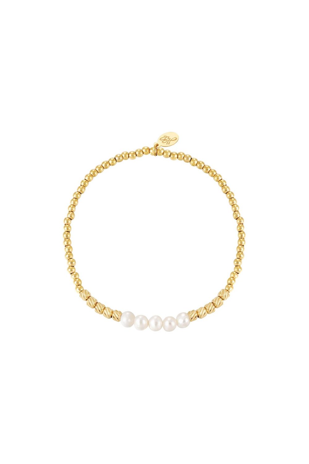 Bracelet Pearl Beads  Gold Color Stainless Steel 