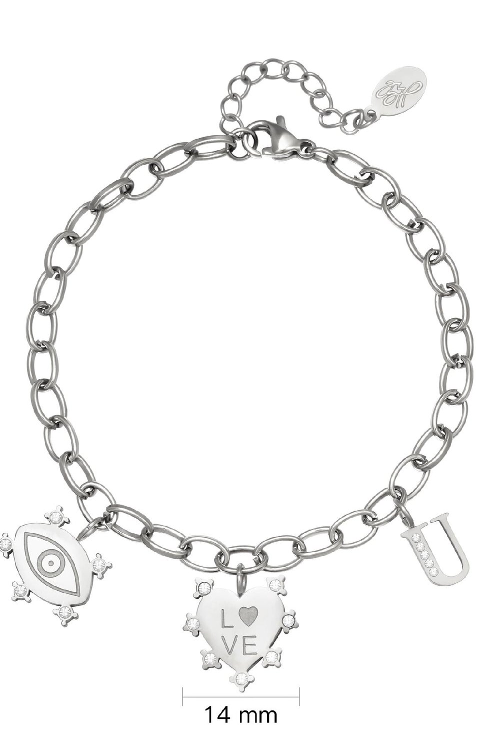 Armband Eye-Love-You Chunky Silber Edelstahl Bild4