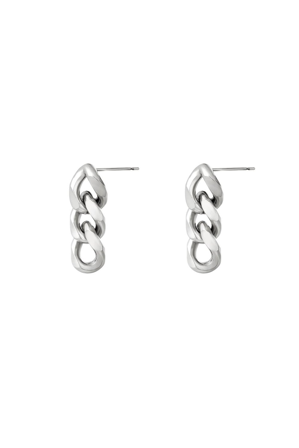 Earrings triple chain Silver Color Stainless Steel 