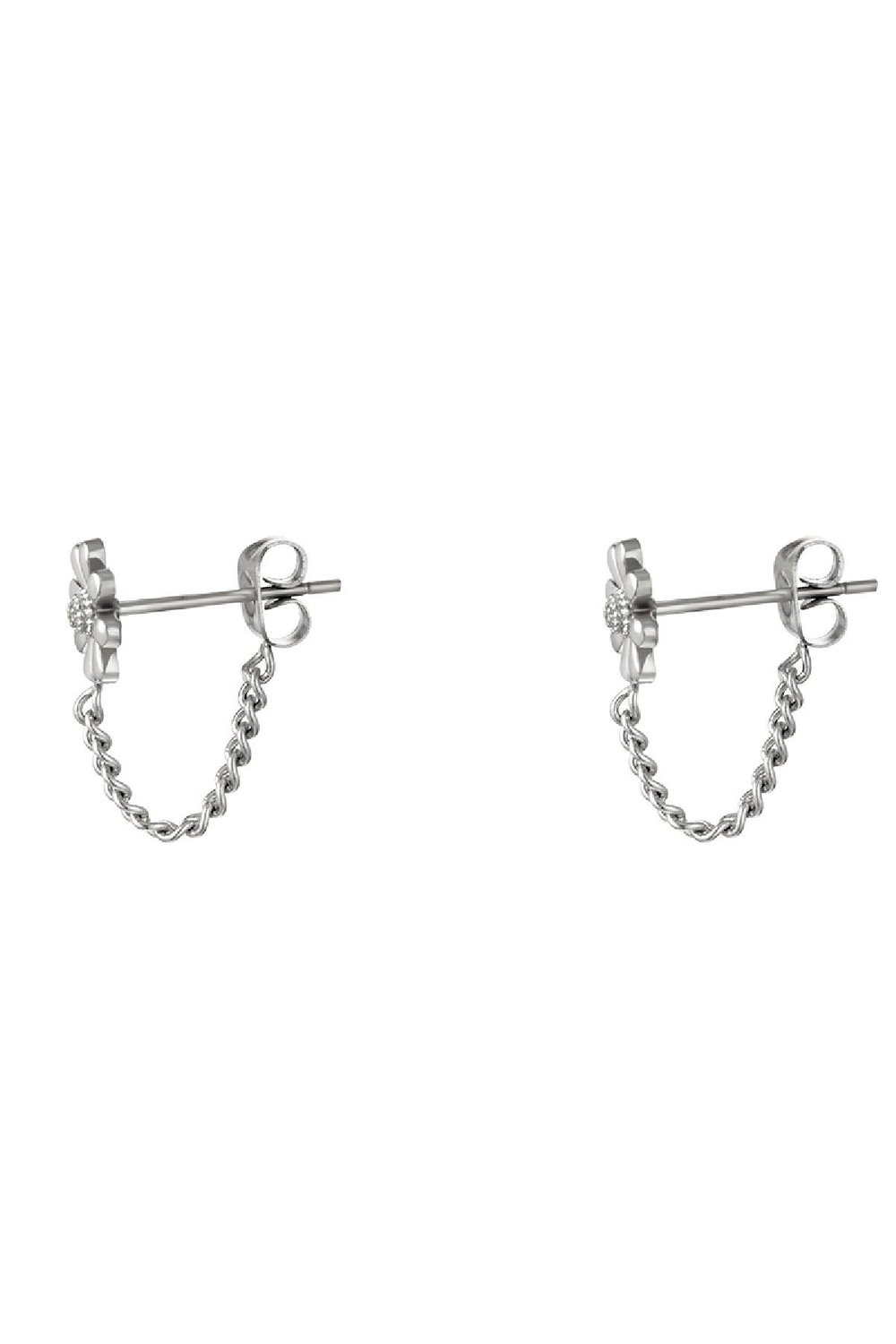 Ear stud flower Silver Color Stainless Steel Picture4