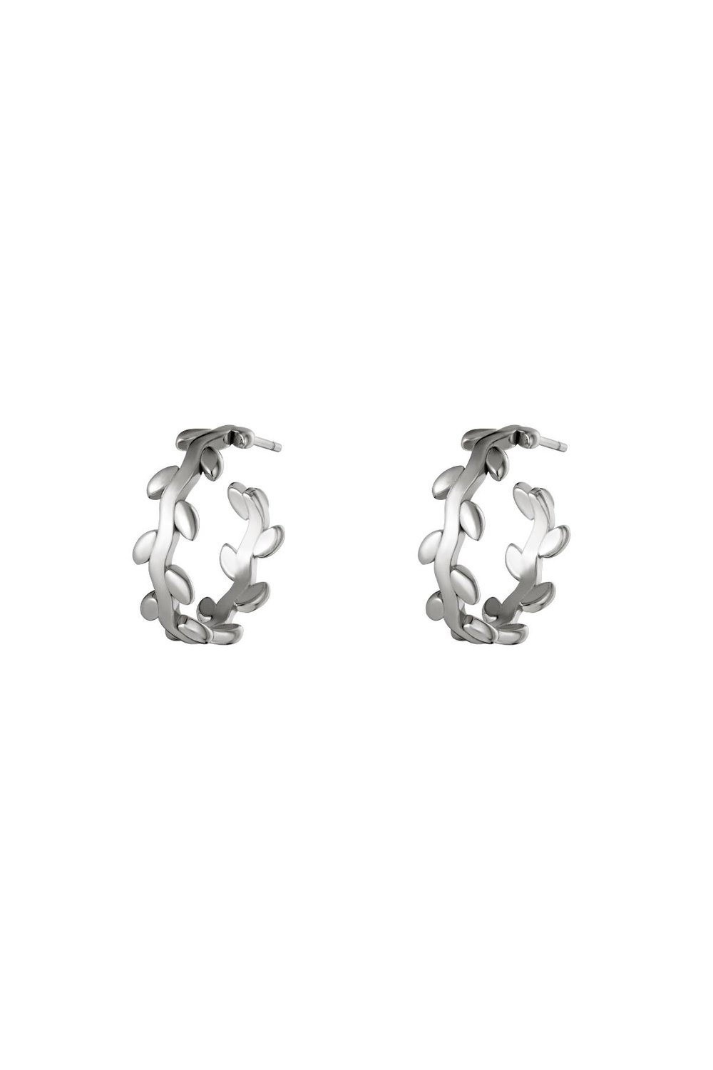 stainless steel earrings laurel wreath hoops  