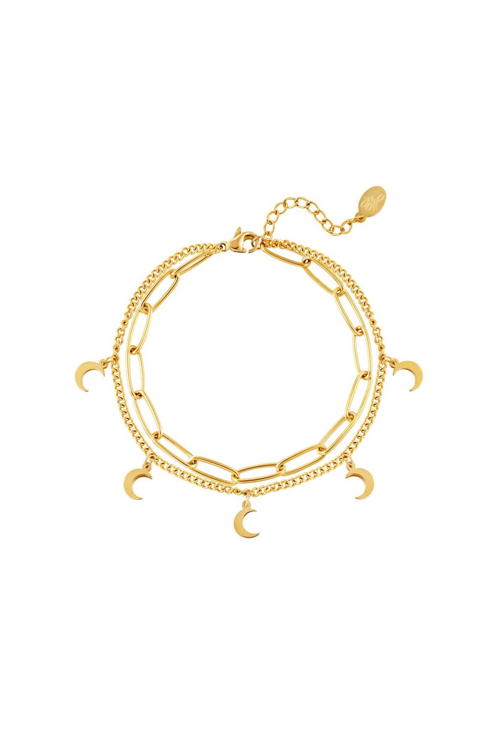 Bracelet Chain Moon Gold Color Stainless Steel
